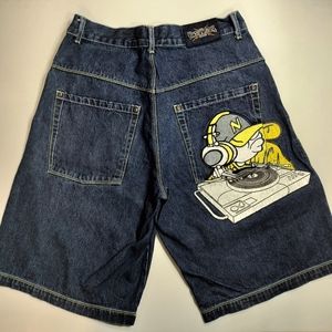 Y2K Vintage Noiz Boiz Embroidered Denim Shorts Jorts Size 32 Waist Stash Pockets